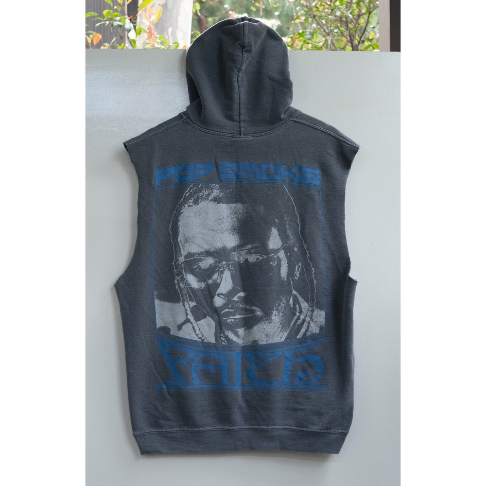 Pop Smoke Faith Album Cutoff‎ Sweatshirt Hoodie Gray Size L King Of New York